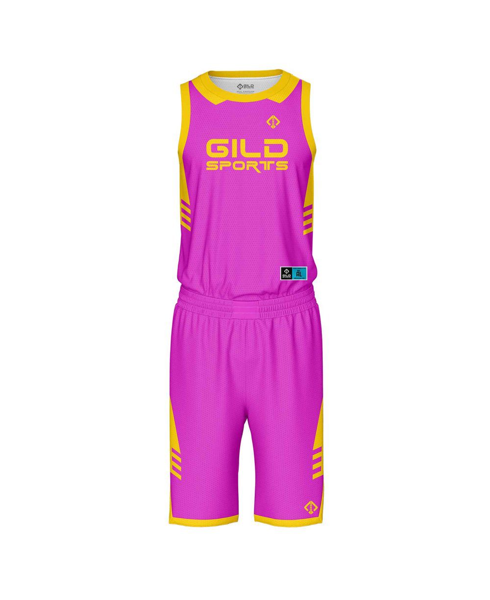 Front view Shocking pink Best Basket Uniform by gild sports