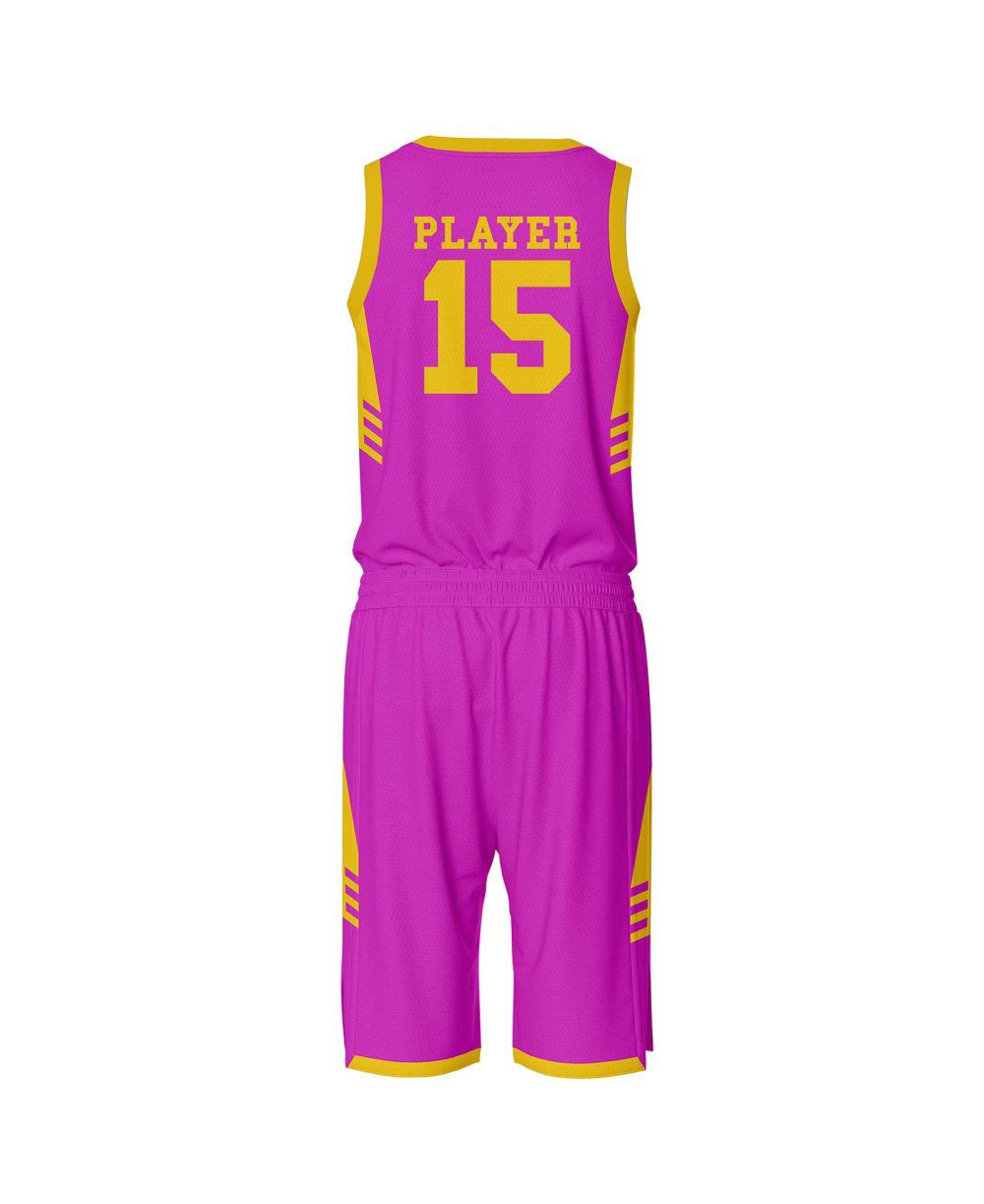 Back view Shocking pink Best Basket Uniform by gild sports