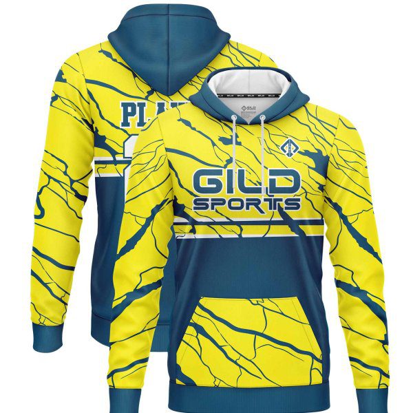 yellow and dark green Custom hockey hoodie by gild sports