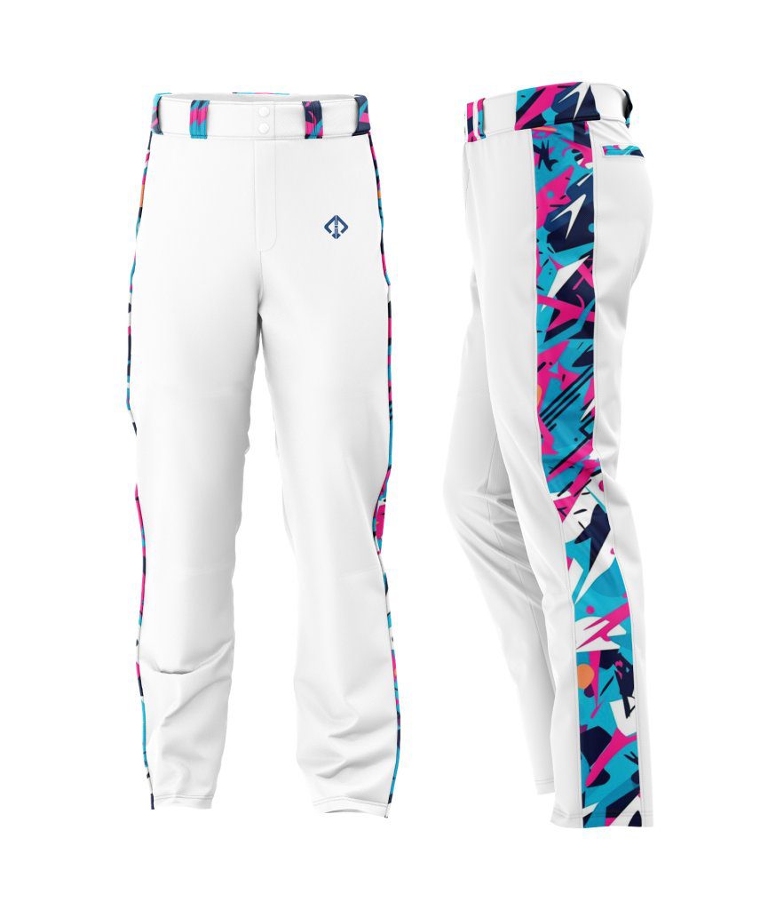 White with camo side panel custom basball pants by gild sports