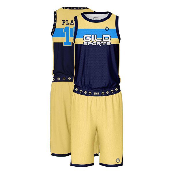 cream and navy basketball clothing by gild sports