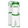 White and green Cheap basketball uniform by Gild Sports