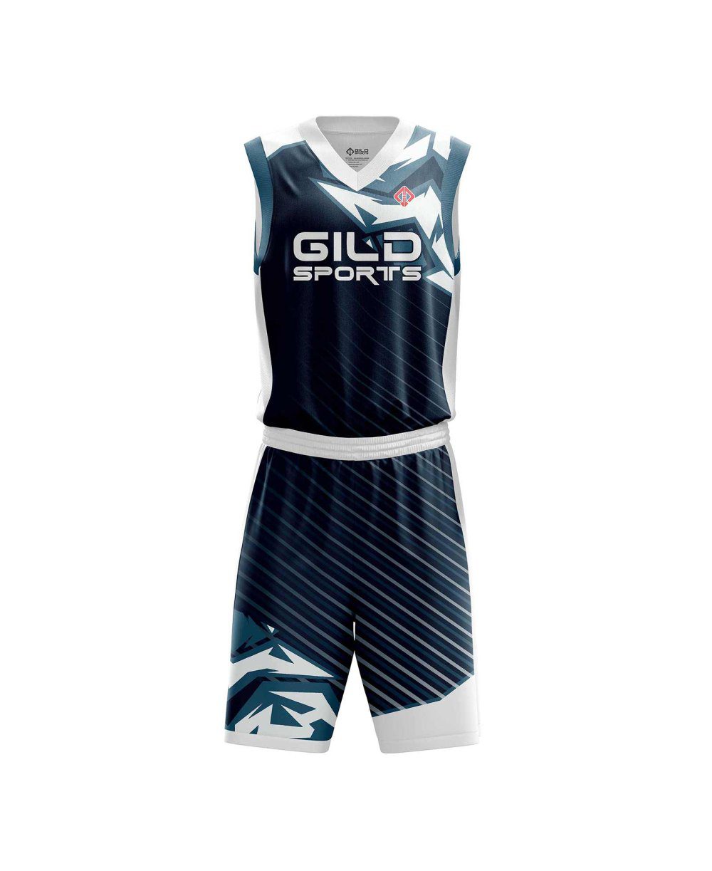 Front view Black color basketball kit design by Gild Sports