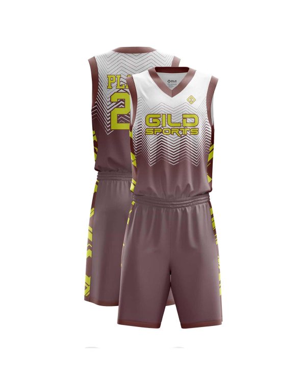 Brown color Personalized Basketball Uniforms by Gild Sports