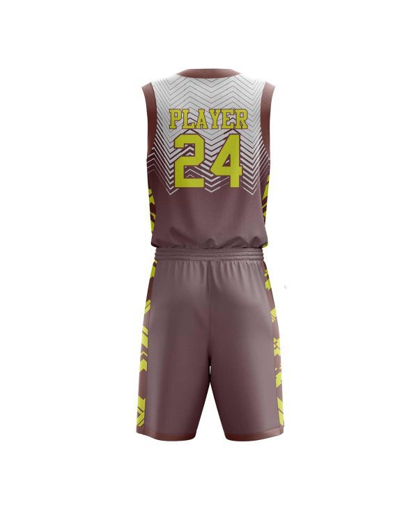 Back view Brown color Personalized Basketball Uniforms by Gild Sports