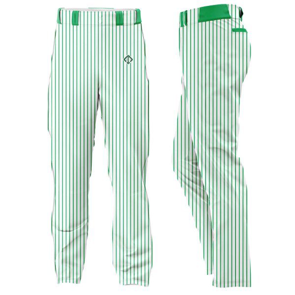 white with green stripes Customized Mens Baseball Pants by Gild sports