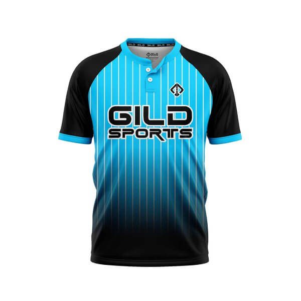 Front view baby blue and black color Design Custom Baseball Jerseys by gild sports