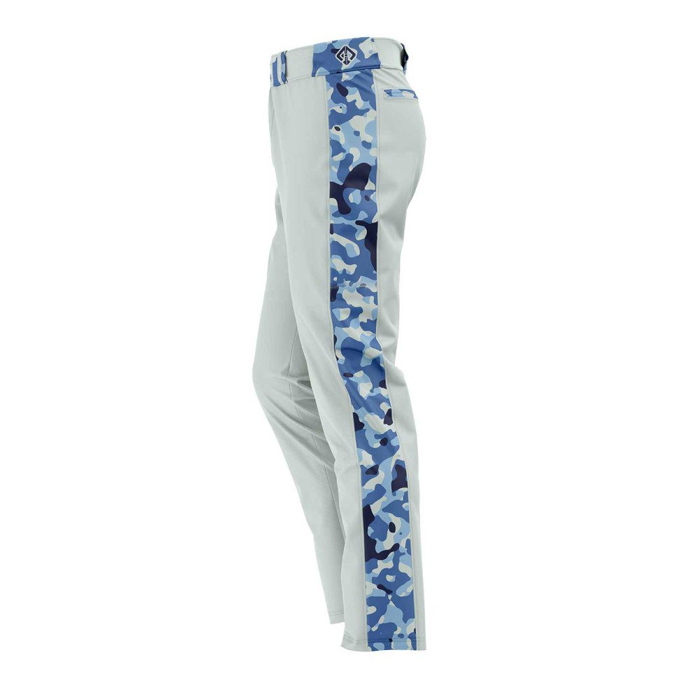 Side view Grey and Camo color Youth Baseball Pants by gild sports