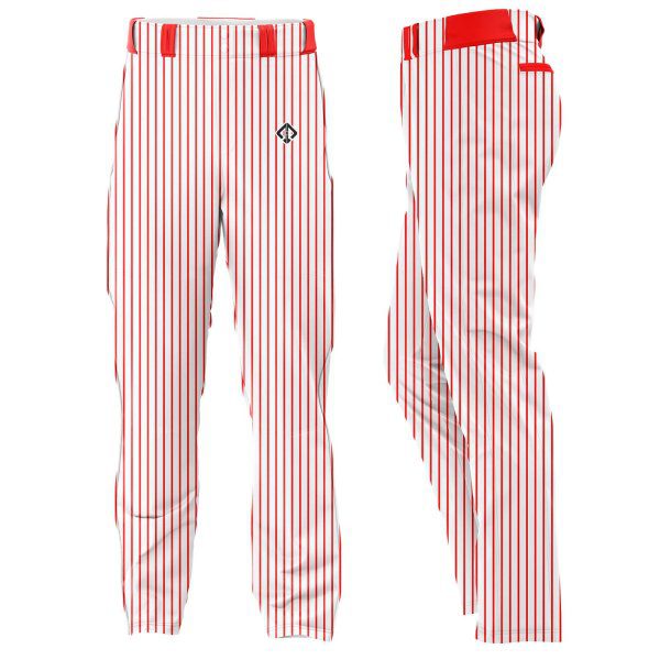 white color with red stripes Baseball Pants For Men by gild sports