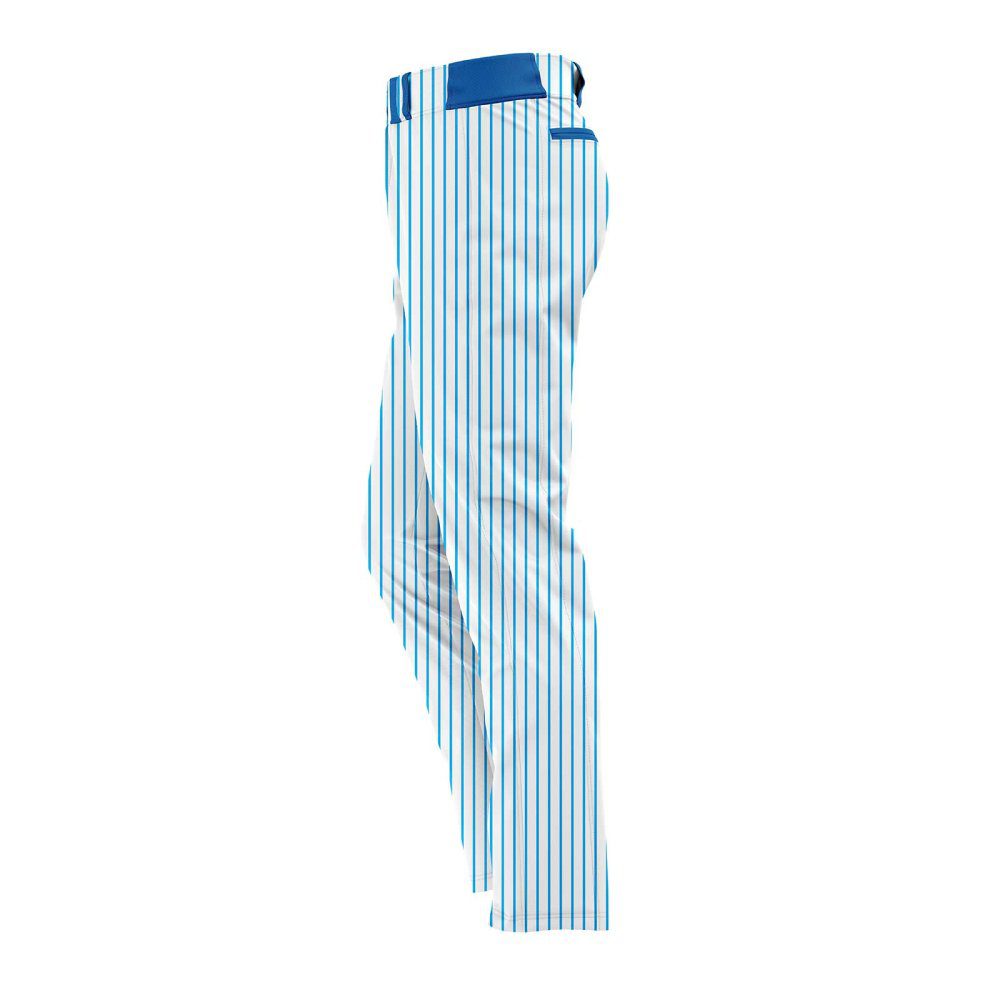 Side view white with blue stripes Custom Baseball Pants Youth by gild sports