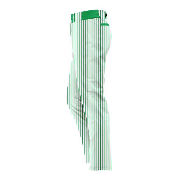 Side view white with green stripes Customized Mens Baseball Pants by Gild sports