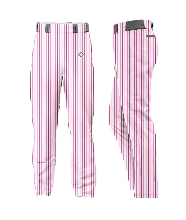 white with pink stripes Women's Baseball Pants by gild sports