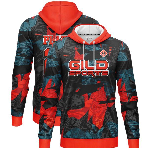 Black and red color Customized Hoodies Canada by Gild Sports