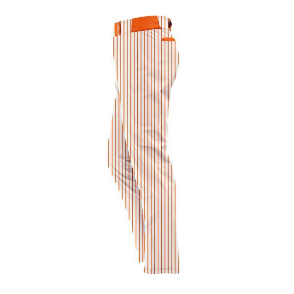 Side view white with orange stripes Children's Baseball Pants by gild sports