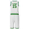 Back view White and green Cheap basketball uniform by Gild Sports