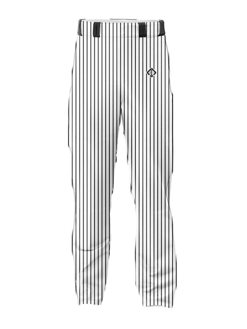 Front view white color with black stripes Baseball Sliding Pants by gild sports