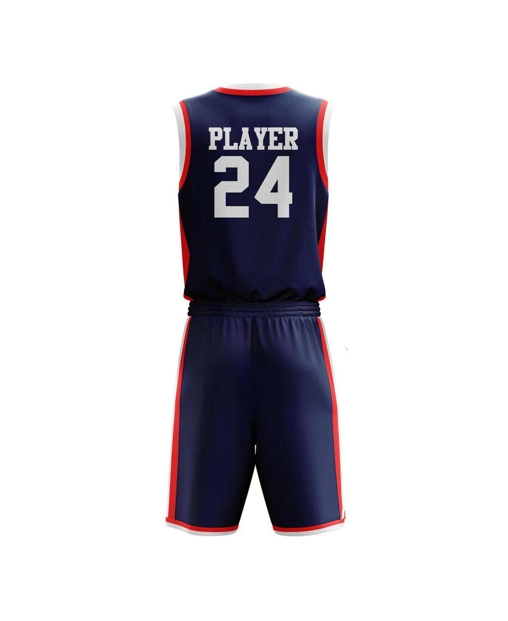 Back view Black and red white basketball sports gear by Gild Sports