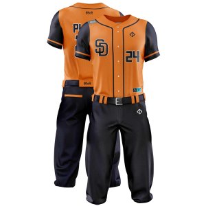 double view black and orange color Baseball Costume Set