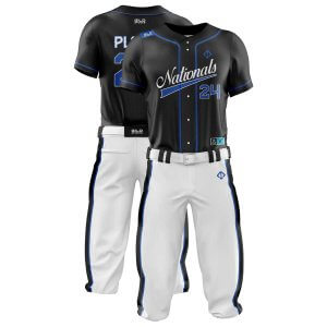 Double view in black and white color best quality baseball uniforms