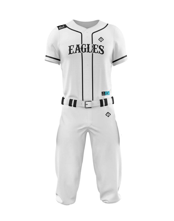 Front view in white color Customized Baseball Uniforms