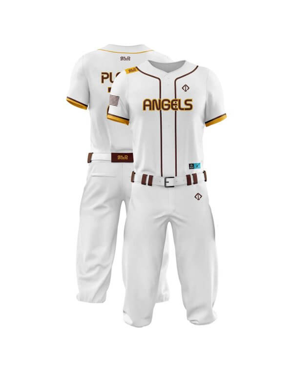 Double view in white color best throwback baseball uniforms