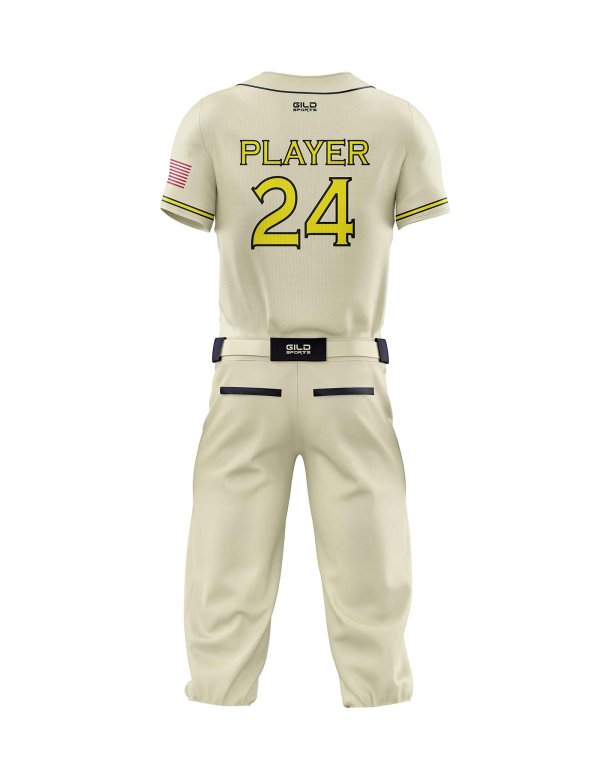 Back view cream color baseball clothes set