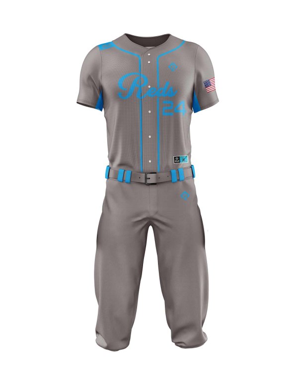 Front view in grey color custom baseball uniforms canada