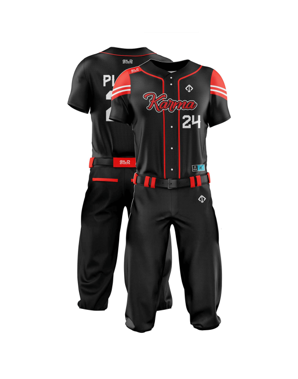 Double view in black and red color Best Baseball Uniforms