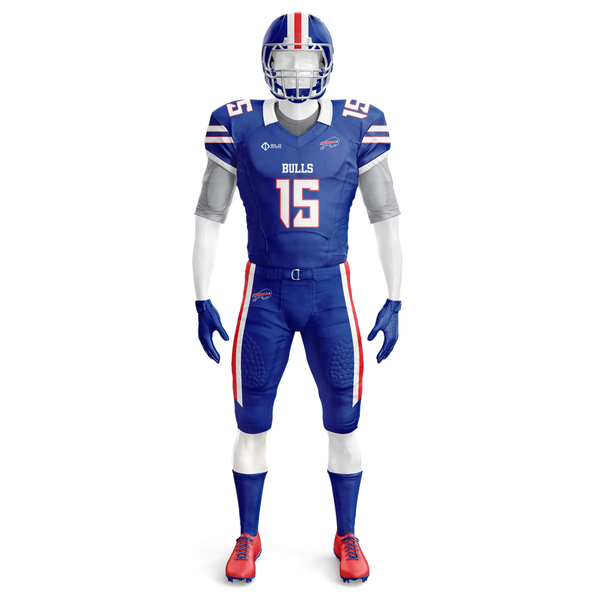 front view blue Cheap Custom Jerseys Football