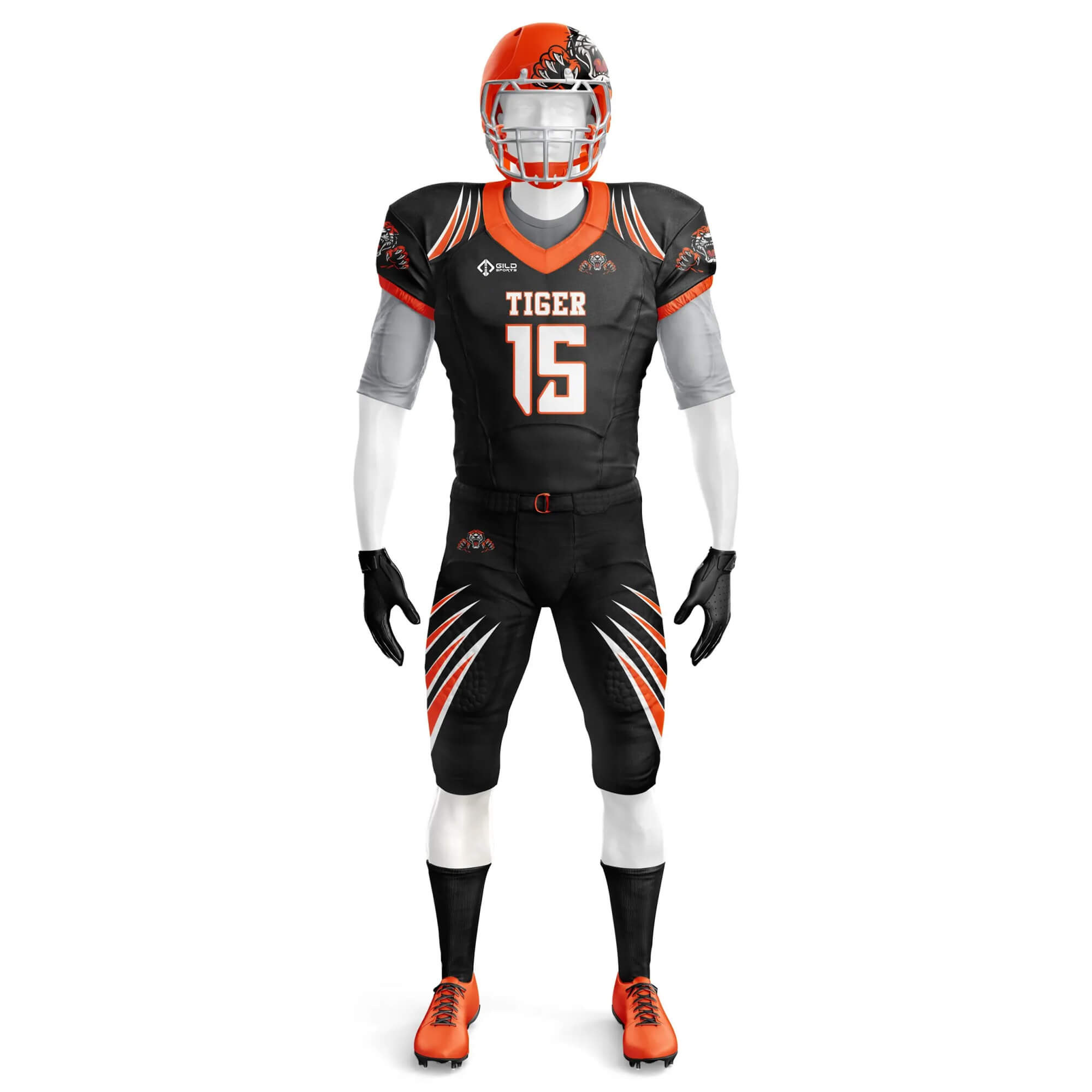 Front view in black color Custom football uniforms