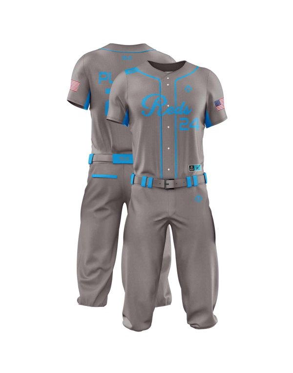 Double view in grey color custom baseball uniforms canada