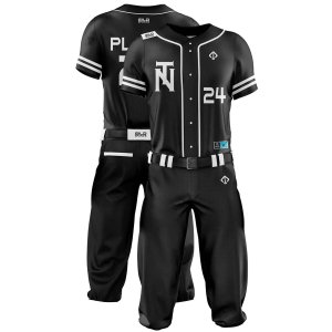 Double view in Black color Custom Baseball Apparel Uniform