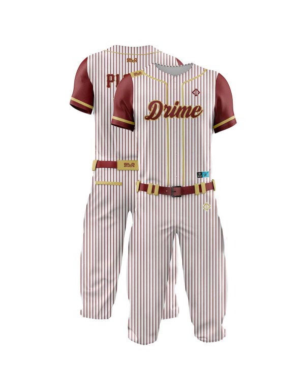 Double view red color pine stripe baseball clothing set