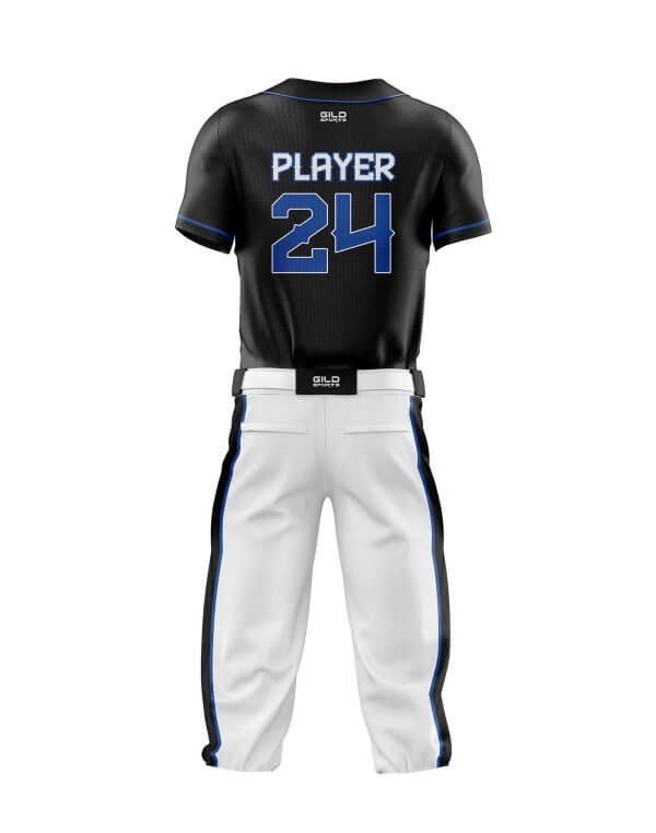 Front view in black and white color best quality baseball uniforms