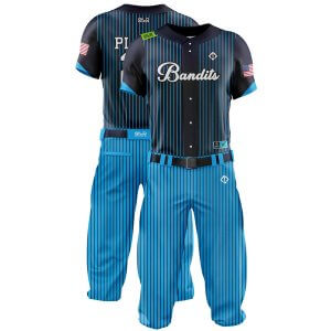 Double view in pine stripe Black and Blue color Personalized Baseball Uniforms