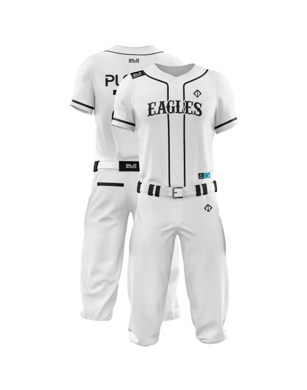 Double view in white color Customized Baseball Uniforms