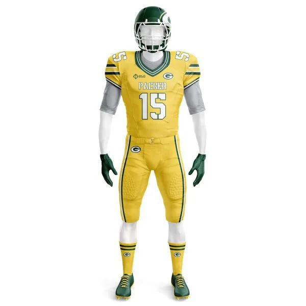 Front view in yellow color Custom Team Football Jerseys & Pants