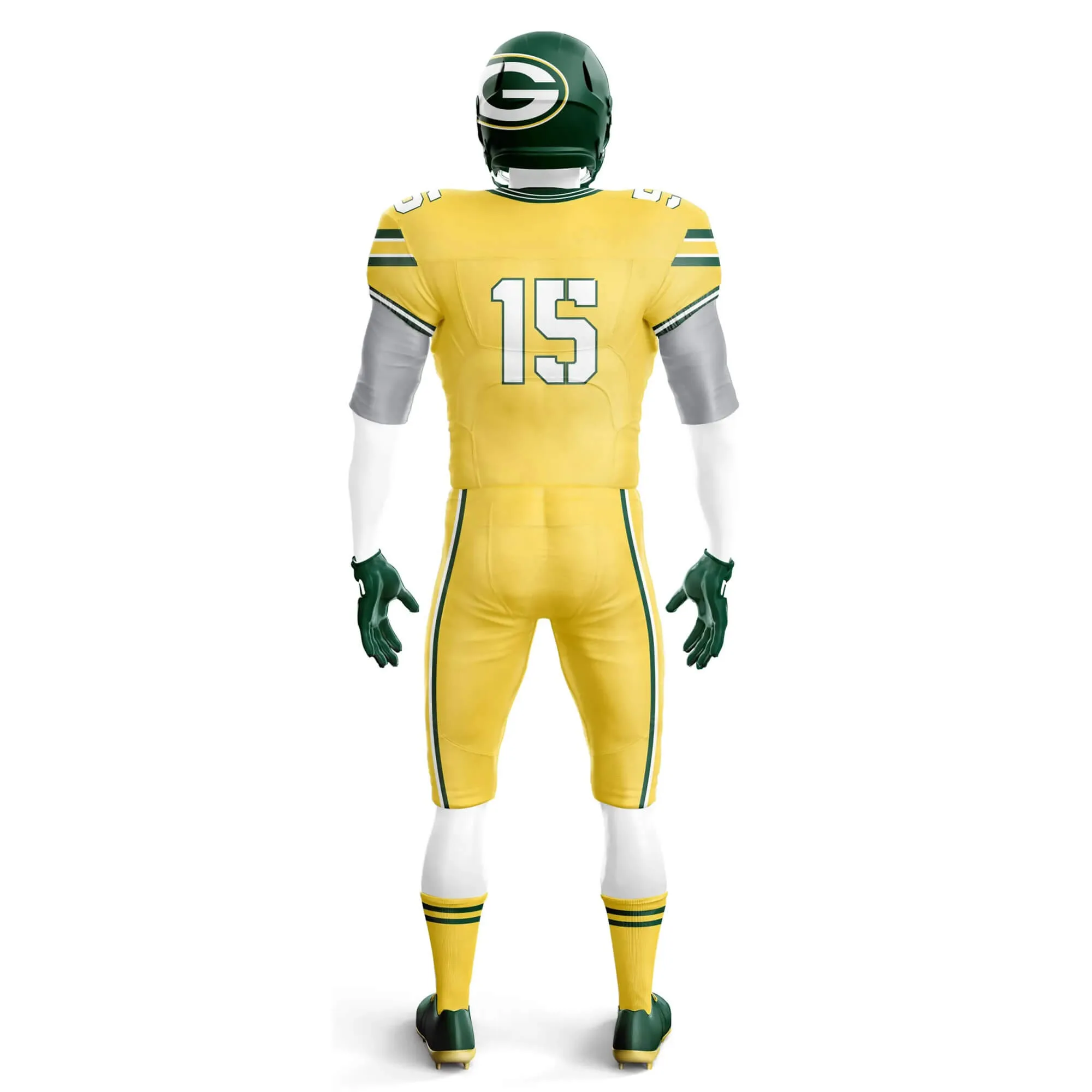 Back view in yellow color Custom Team Football Jerseys & Pants