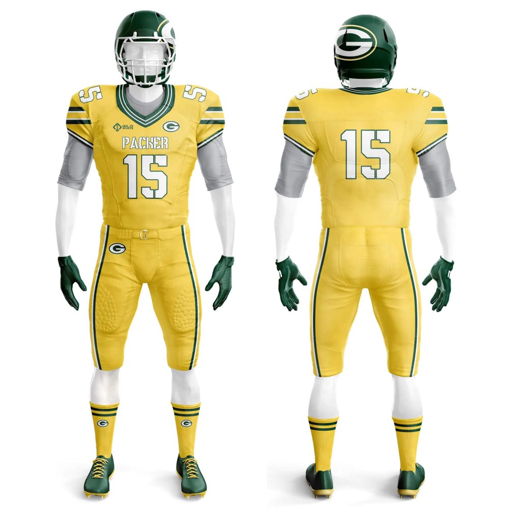 Yellow color custom team football jerseys & pants