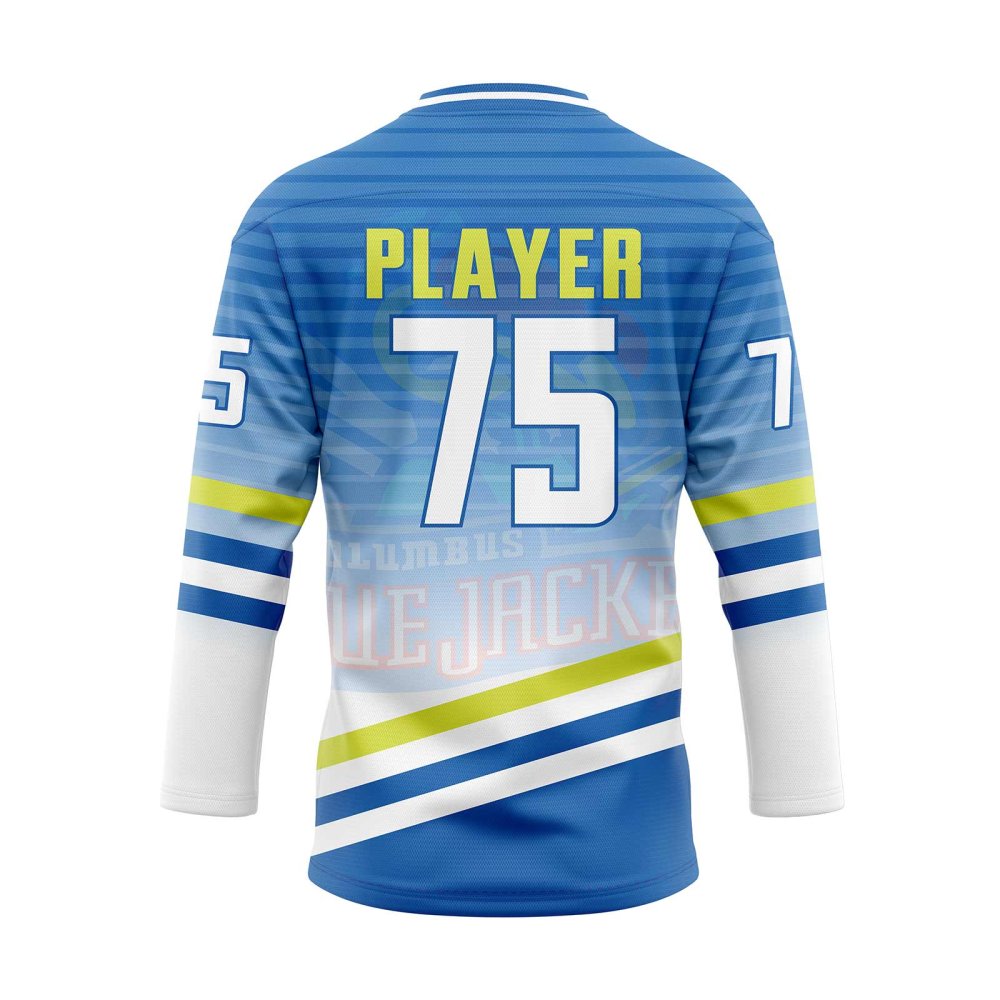 Back view blue Custom Youth Hockey Jerseys,