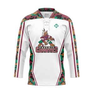 Front view camo youth practice hockey jersey