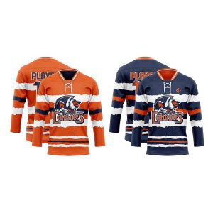 Double View orange and navy Reversible Ice Hockey Jersey