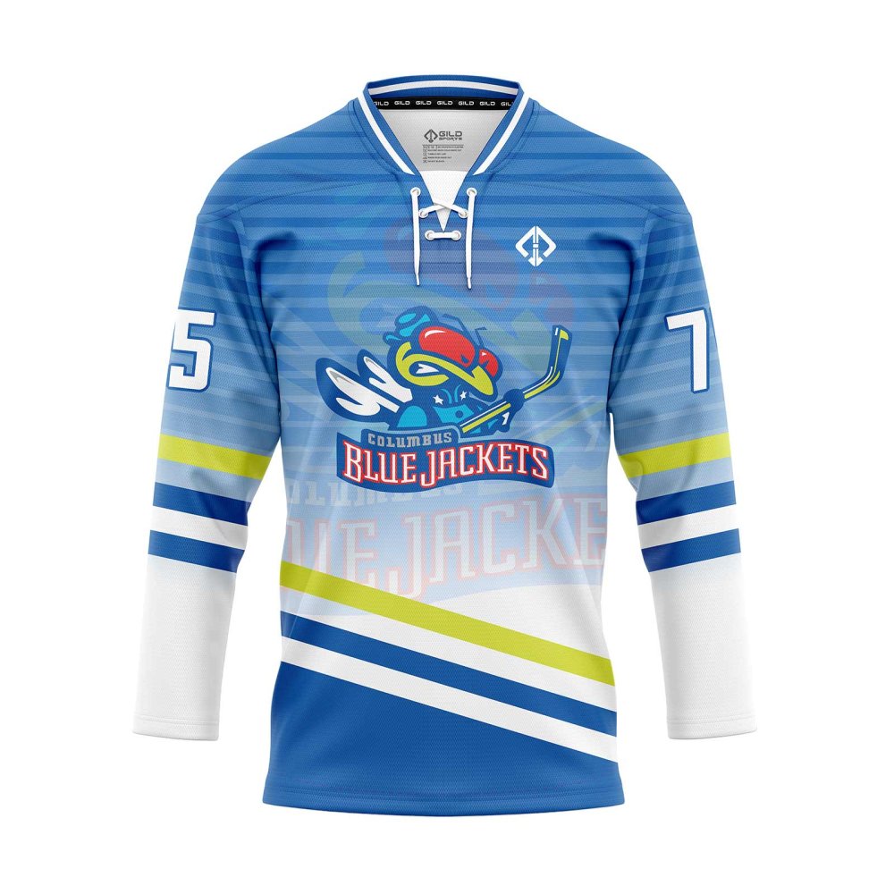 front view blue Custom Youth Hockey Jerseys