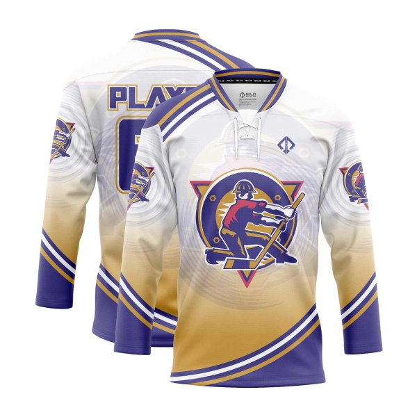 Gold and purple hockey custom practice jersey