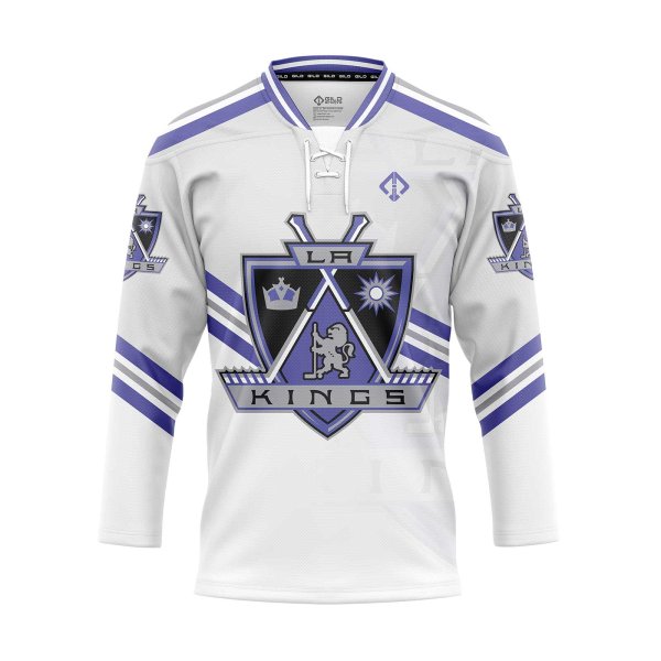 Front view white custom hockey practice jerseys