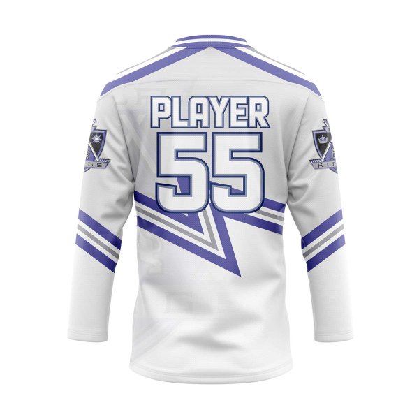 Back view white custom hockey practice jerseys