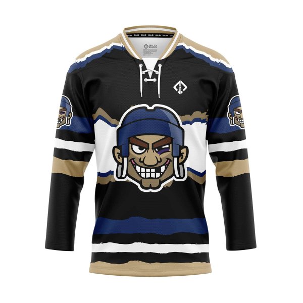 Front view black hockey jersey maker