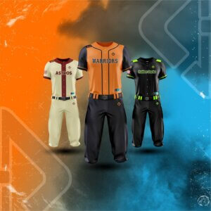 Baseball jersey clothing set in various colors and designs