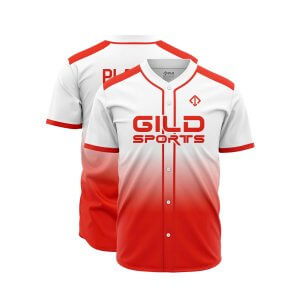 Double view in red color custom made baseball jerseys