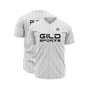 Double view in white and black pine stripe color Custom Made Jerseys Baseball